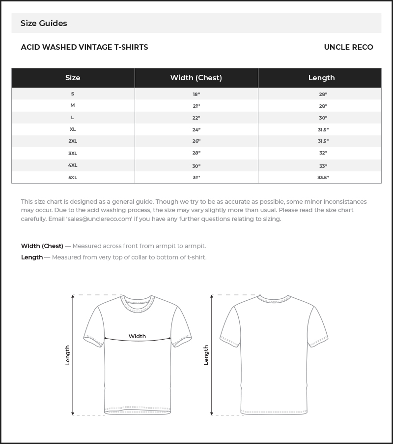 Size Chart Inch